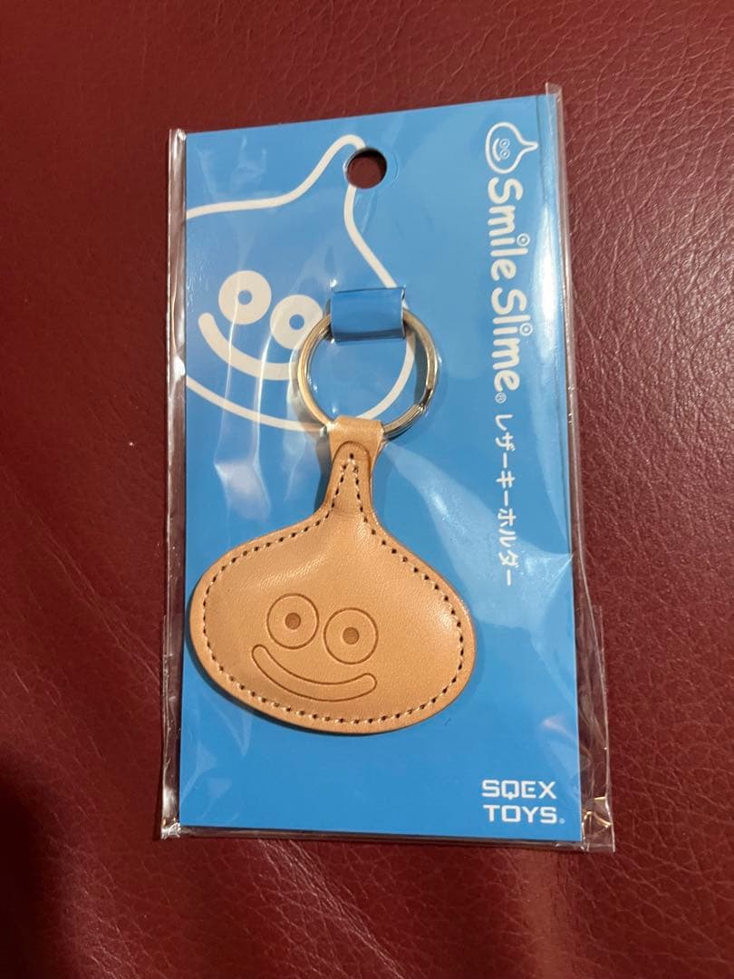 スマイルスライム　レザーキーホルダー　ナチュラル