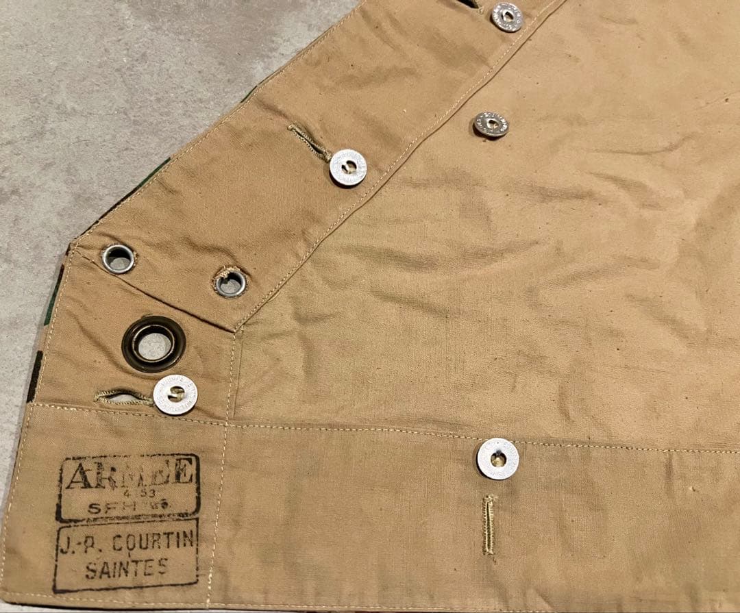 ②50s フランス軍 リザードカモ ポンチョテント ツェルトバーン 実物 軍幕