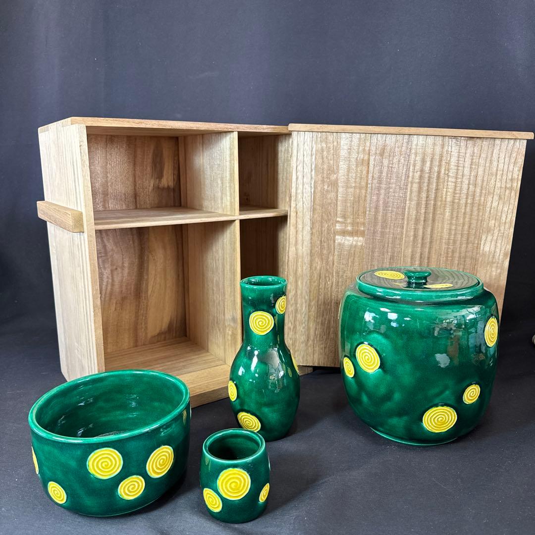 H85 送料無料　淡々斉好　皆具セット　建水　尺立　水指　茶道　共箱　加賀瑞山