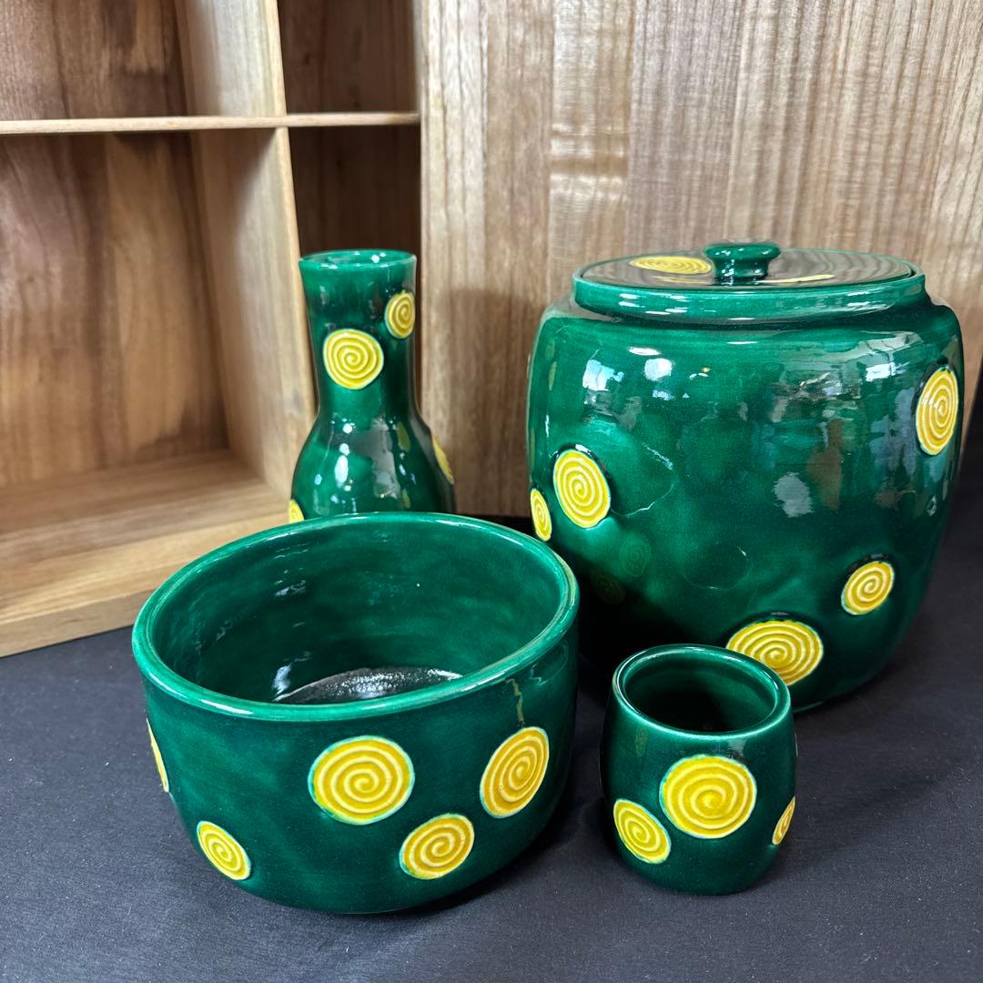 H85 送料無料　淡々斉好　皆具セット　建水　尺立　水指　茶道　共箱　加賀瑞山