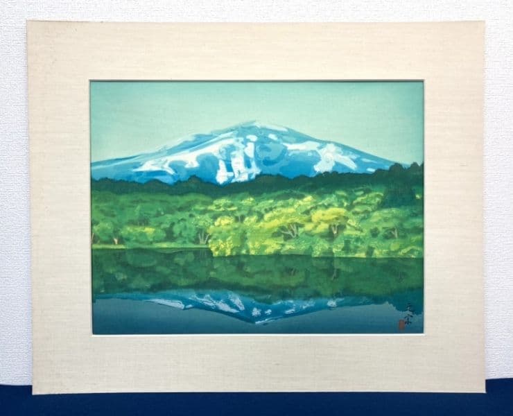 奥田元宗／限定 木版画「朝湖」山水画：解説付き