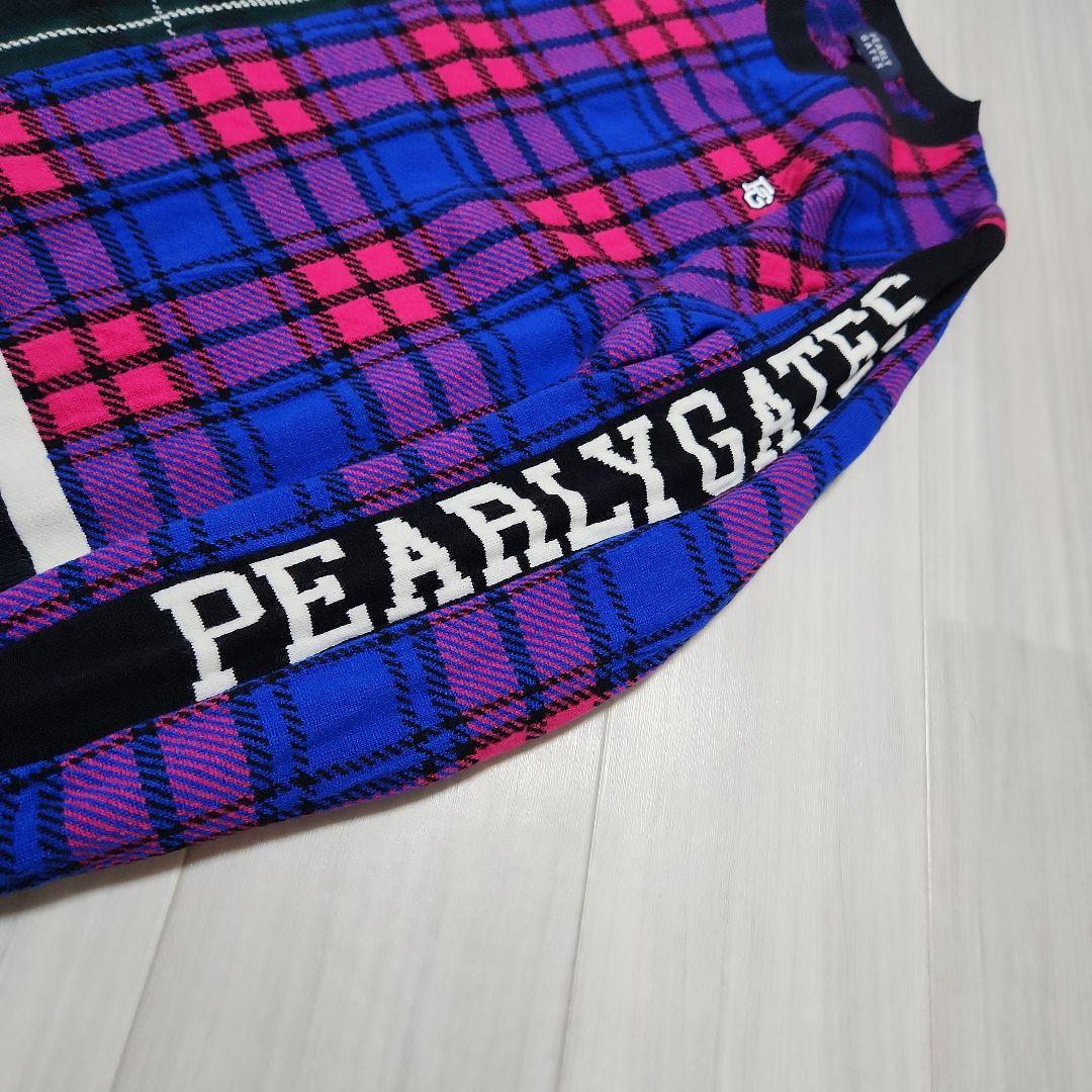美品☆PEARLY GATES☆2023クルーネックニット5(L)マルチチェック