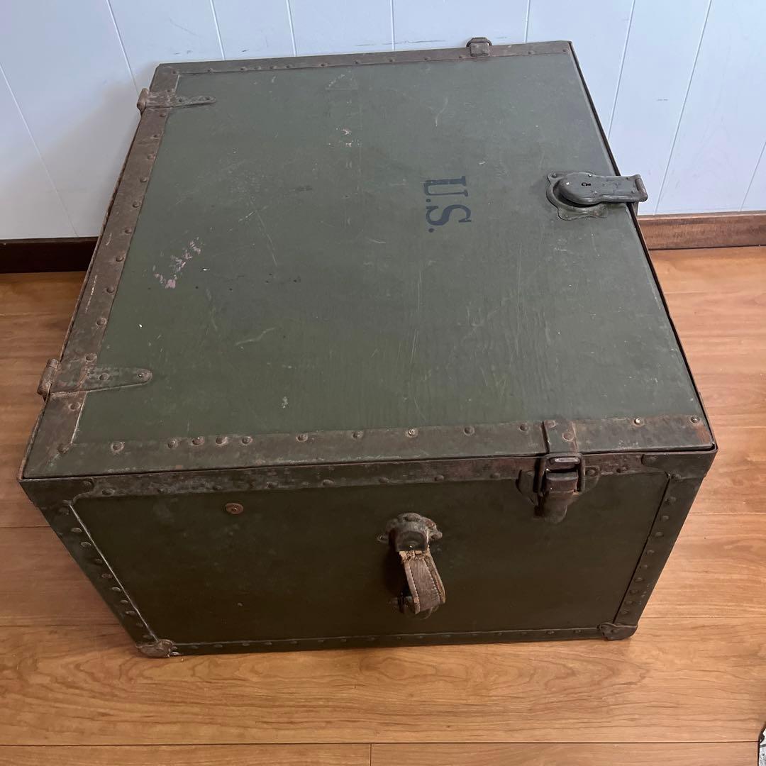 米軍　実物　US 木製　トランク　特大　送料無料