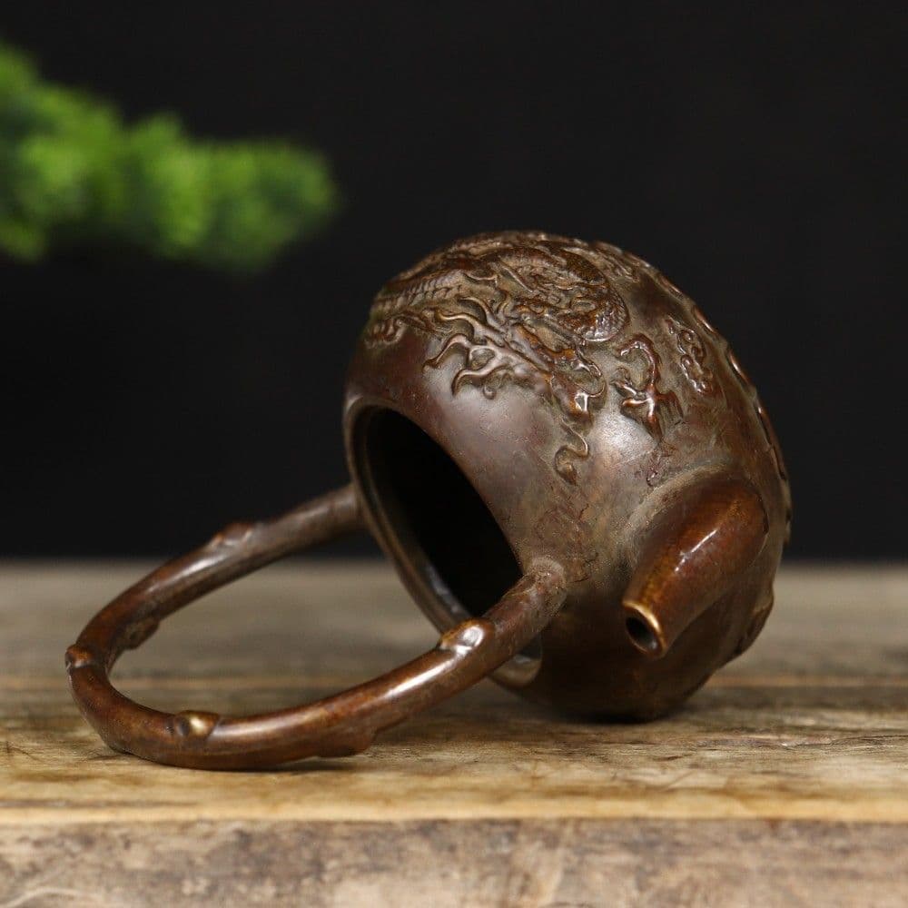 銅 細工 龍鳳提梁壺 茶壺 酒壺 茶道具 工芸品 美術品 置物