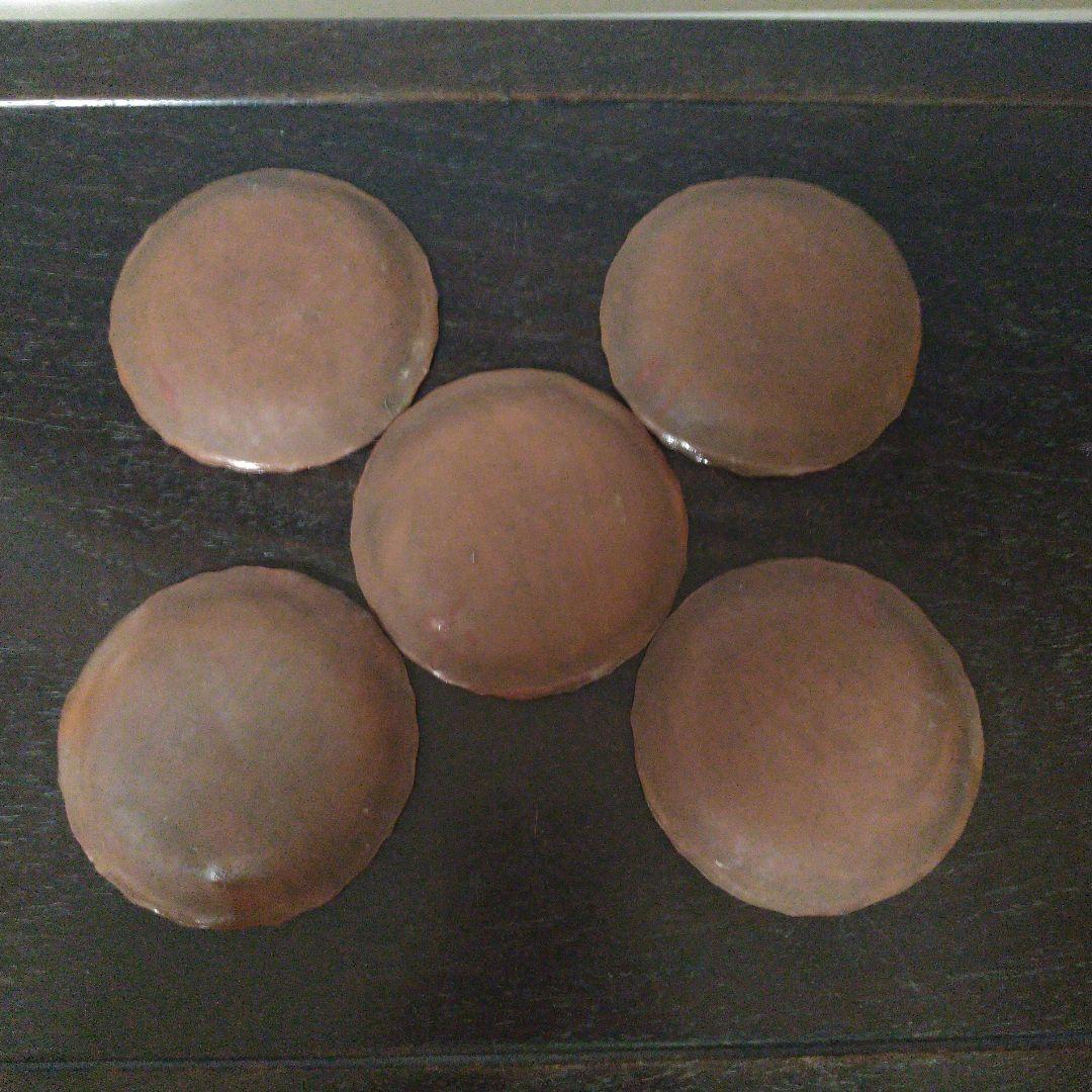 NO639 備前焼　煎餅皿　絵備前　古備前　宝尽くし文様　幕末～明治　5枚組