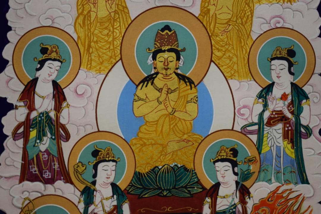 真作/真言十三佛図/十三佛真言/弘法大師入/十三仏/布袋屋掛軸HE-700