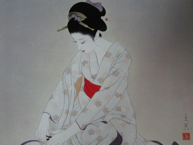 志村立美、【つめ】、希少な額装用画集より、新品額装付、状態良好