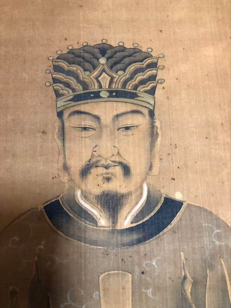 捲り　絹本　秀堂 絵［唐人物図］肉筆 掛け軸！