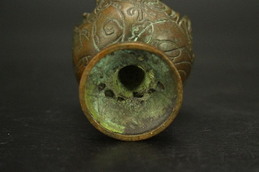 仏教美術 古銅 豆 博山炉 五鈷杵 二件 古美術(LC994)