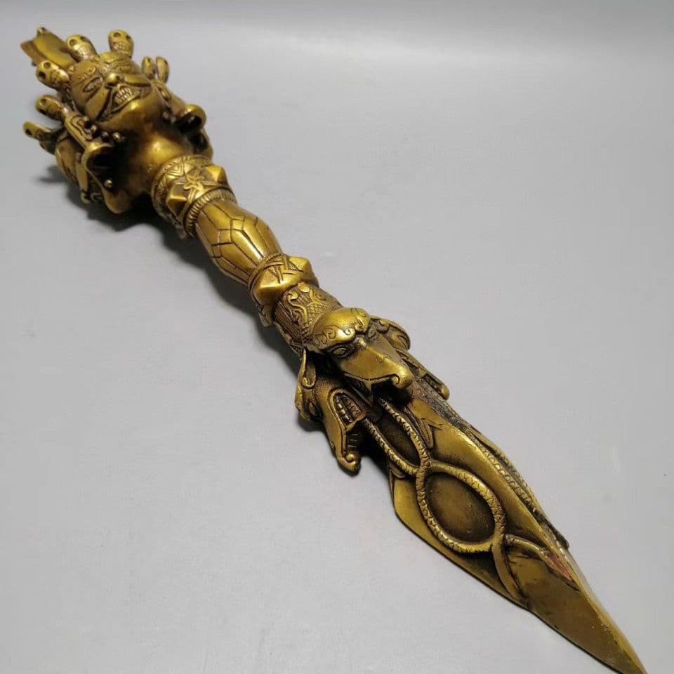 仏教美術 法器 馬頭明王三面普巴杵 降魔杵 辟邪 開運 風水招財 置物工芸品