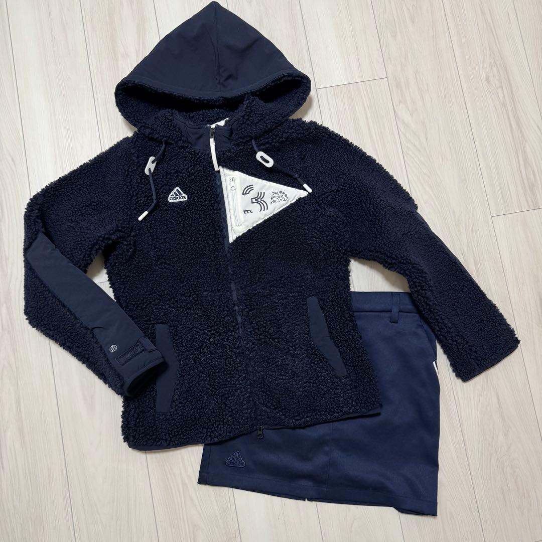 アディダス セットアップ ネイビー ボアジャケット フリース スカート 秋冬