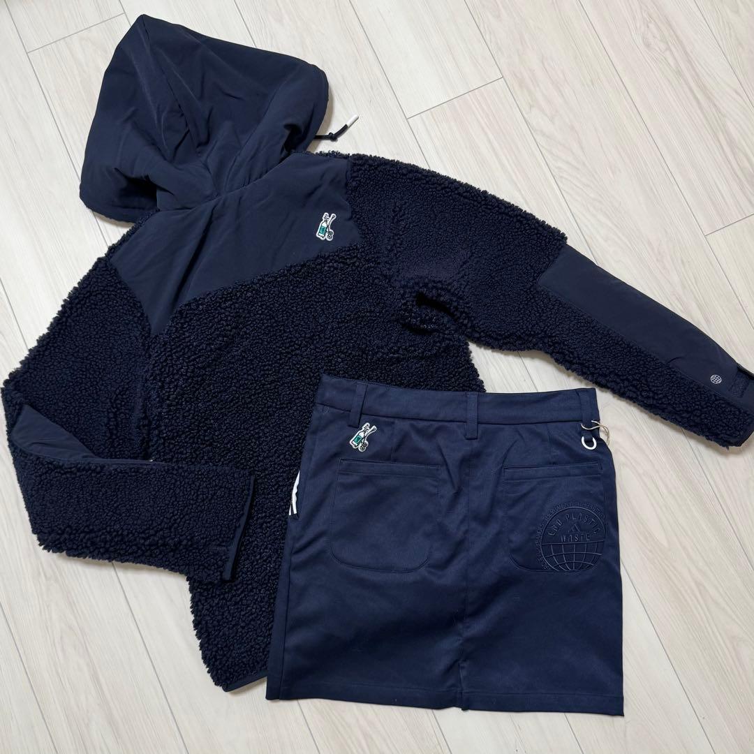 アディダス セットアップ ネイビー ボアジャケット フリース スカート 秋冬