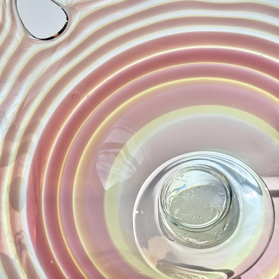 ビンテージ　職人よる手作りの大きなガラスコンポート　直径35㎝