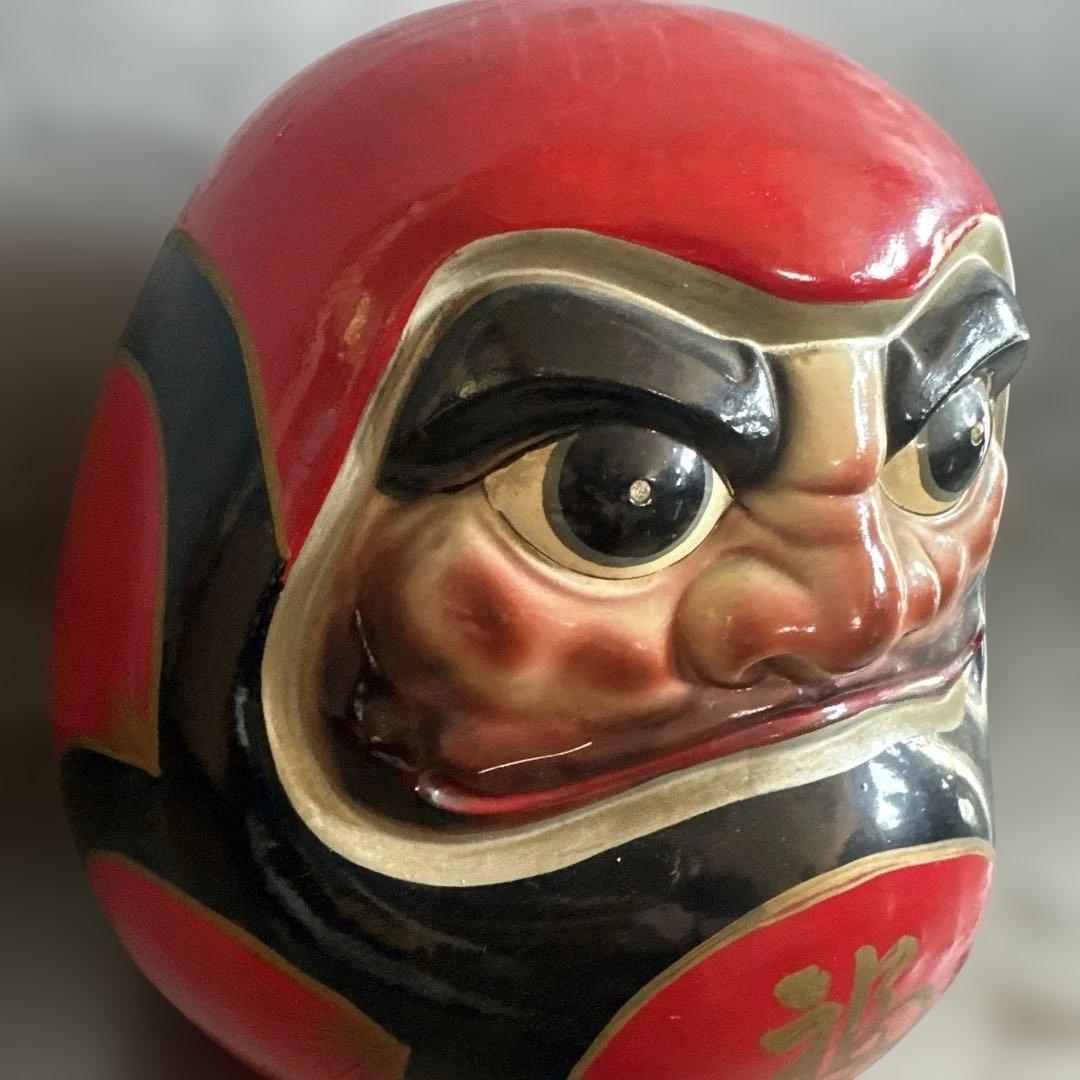 お値下げ❣️ヴィンテージ希少品‼️陶器ダルマ貯金箱　赤色の達磨 置物