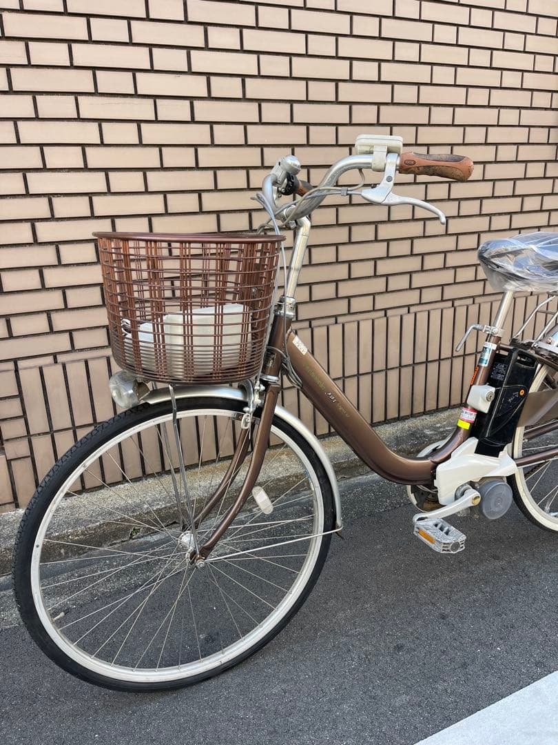 電動アシスト自転車 ブラウン 26インチ 前カゴ付き