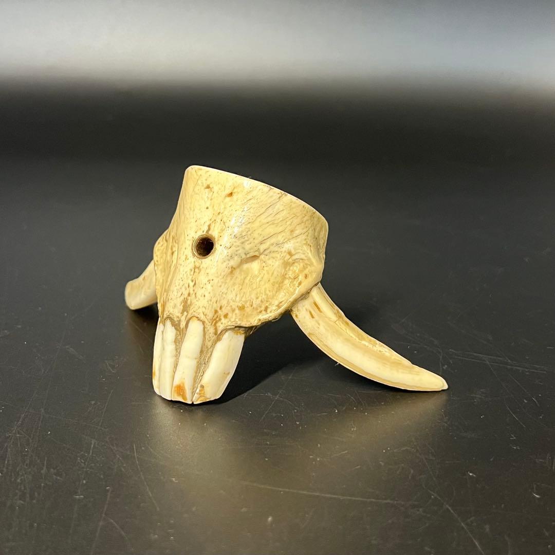 ◎古道具 庵々◎江戸-明治期 獣牙根付■提げ物山伏猟師魔除け呪物■猪牙狼牙熊牙