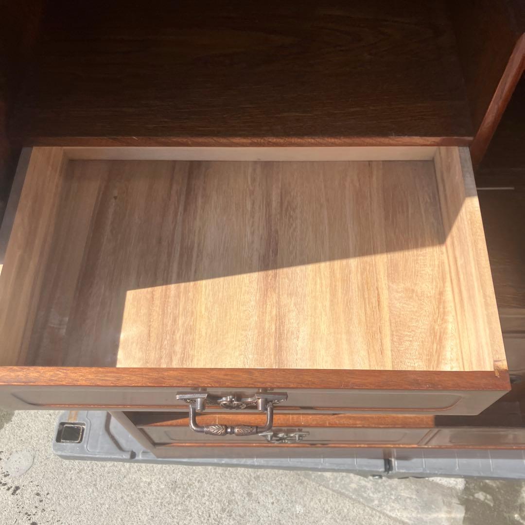 昭和レトロ 欅材 茶箪笥 ガラス扉 サイドボード 古家具 古民家 ビンテージ