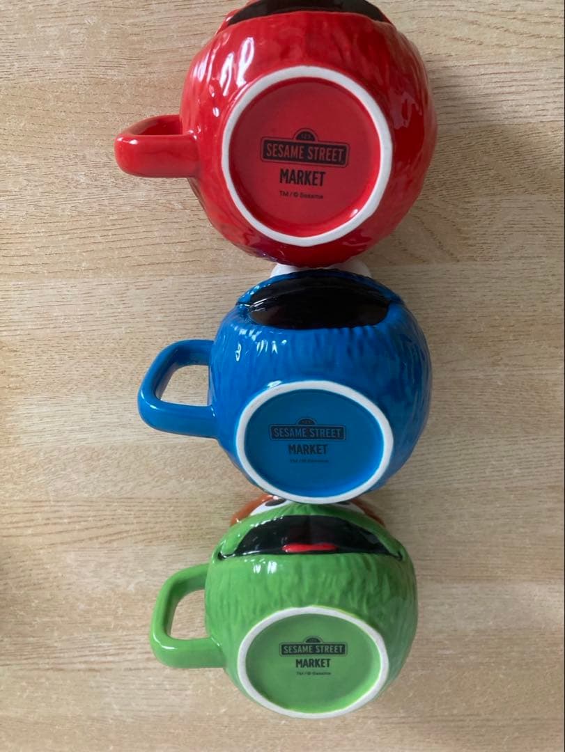 セサミストリート　クッキーモンスター　エルモ　オスカー　フェイスマグ　マグカップ