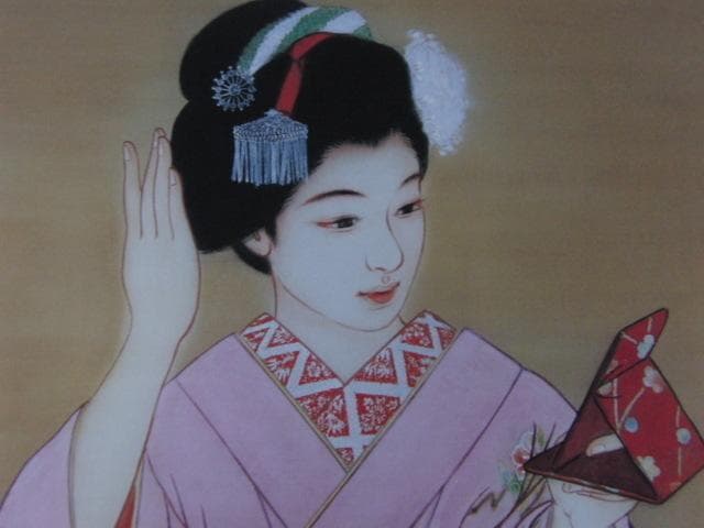 高野晴生、【舞妓】、希少な額装用画集より、新品額装付、状態良好