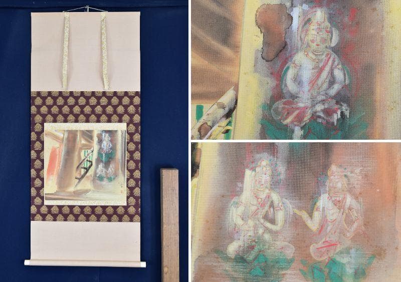 【真作】豊/三尊佛図/掛軸☆宝船☆AB-63