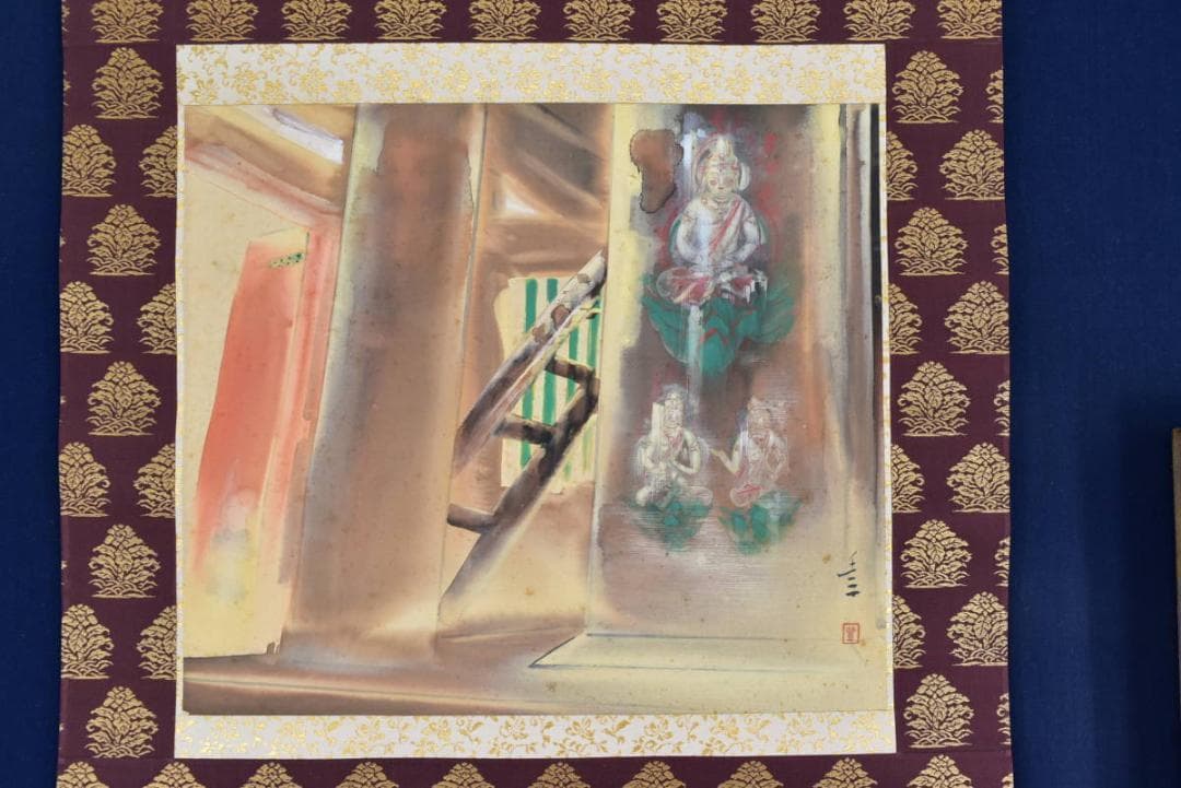 【真作】豊/三尊佛図/掛軸☆宝船☆AB-63