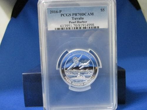 【PCGS70 最高鑑定】ツバル パールハーバー75周年 5オンスプルーフ銀貨