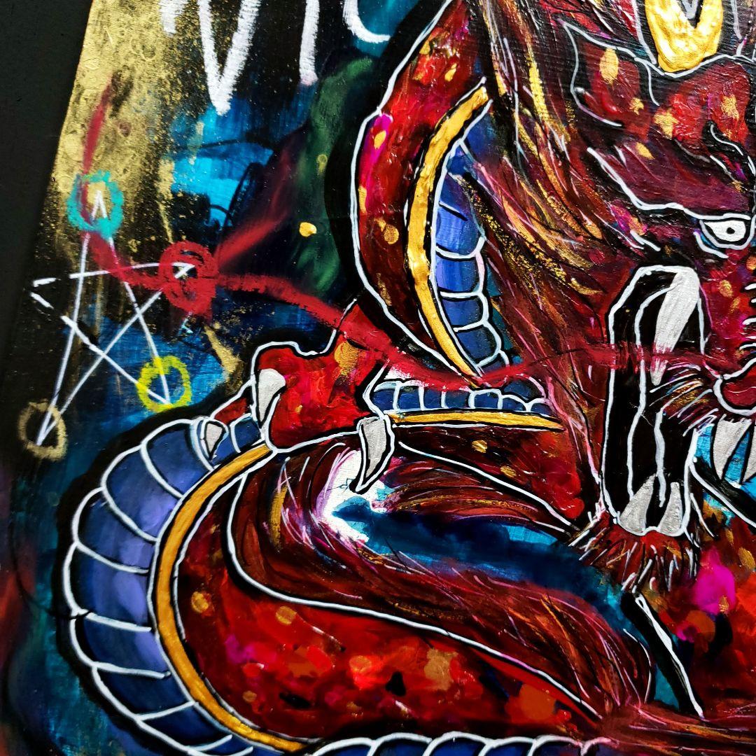 【一点物/M10号】赤龍《龍神/陰陽/現代アート/絵画》