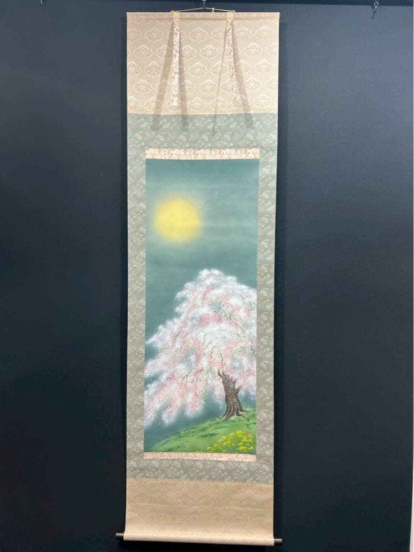 31 月下満開図 季節物 縁起物 桜図