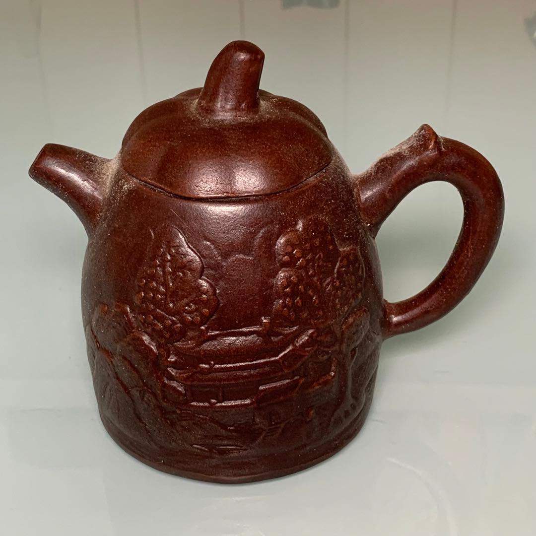 【真作】本物保証　急須陶器　宜興紫砂壺手作り　民家収蔵品　茶道具時代物