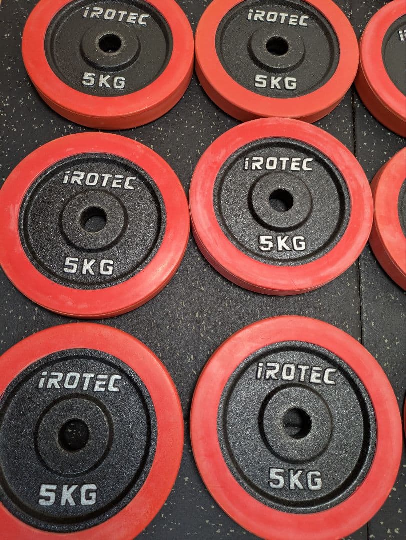 【まとめ売りのみ】アイロテック プレート137.5kg+ダンベルシャフト4本