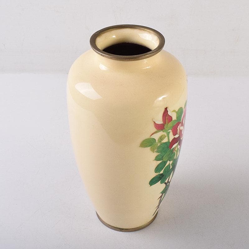 七宝焼　花文　花瓶　V　8090