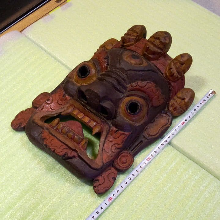 お面　マスク　木製　木彫り　 壁掛け　オブジェ　インテリア　エスニック　魔除け