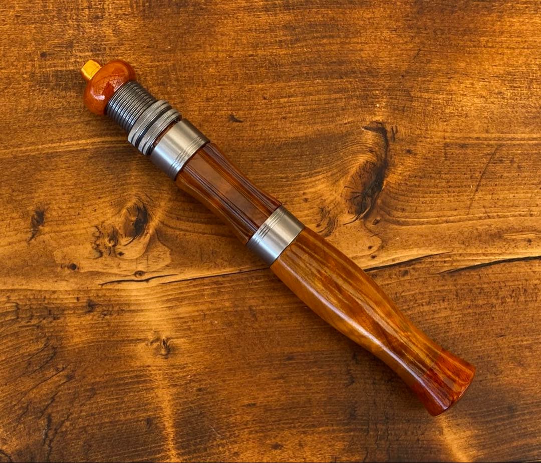 ウッドグリップ　トラウトロッド　ウッドリールシート　ロッドビルディング　黄金樟