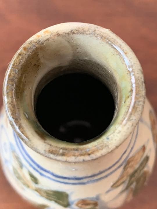 人間国宝 金城次郎初期 昭和時代 呉須絵二彩線刻魚船紋徳利