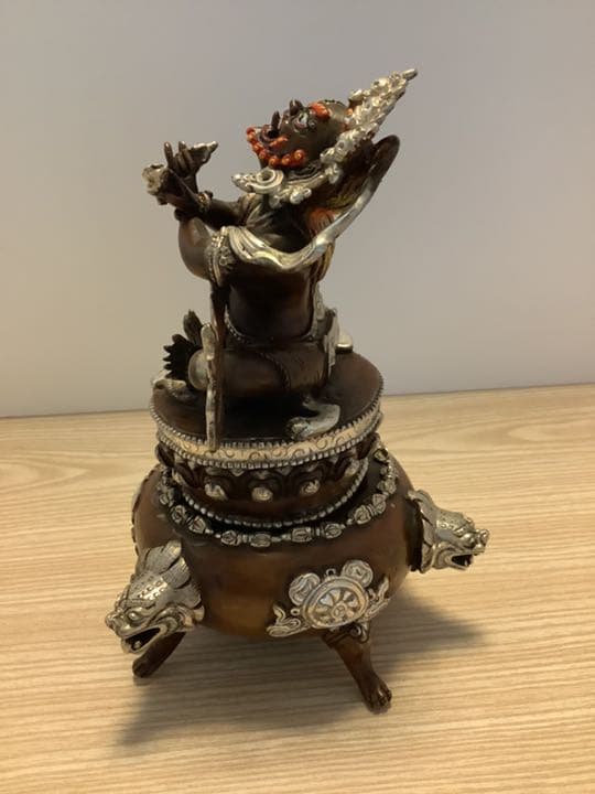 格安　《 SALE 新品 》 チベット　香炉　バイラヴァ　憤怒神　守護神　純銀張