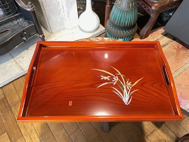 漆塗り 花柄 トレイ