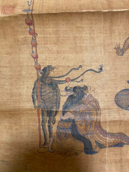 骨董品　仏画　絹本　掛軸　肉筆　美術品　サイズ30*77cm