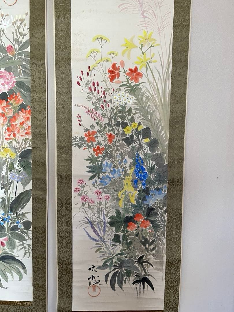 丸山晩霞◆長野県東御市◆洋画家◆水墨画家◆掛軸◆2本組　葉書２枚◆