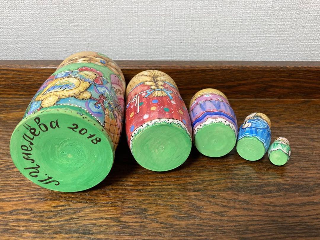 ロシア雑貨☆イースター ウッドバーニング マトリョーシカ(5P)パスハ ミラ作