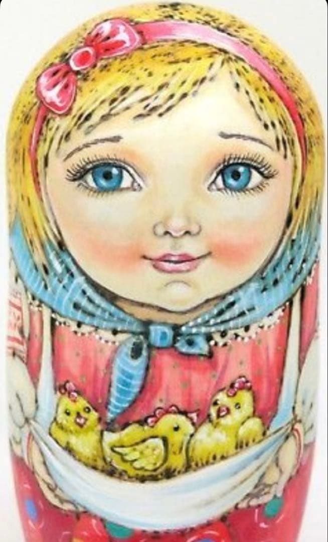 ロシア雑貨☆イースター ウッドバーニング マトリョーシカ(5P)パスハ ミラ作