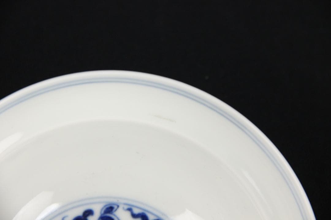 中国美術　青花纏枝蓮文碗　唐草　大清光緒年製款　古陶磁　茶道具 ESM12-6