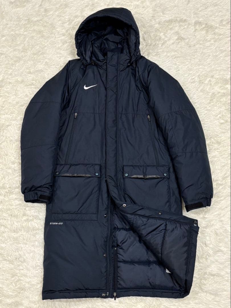 NIKE ベンチコート ネイビー L 中綿 肉厚 フード着脱　2way