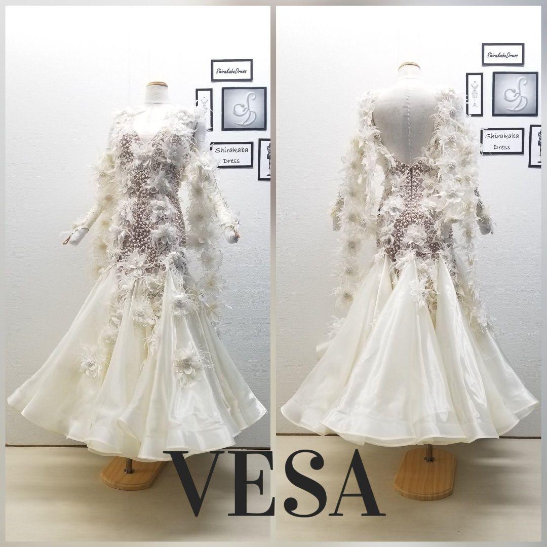 【美品】VESA 社交ダンス スタンダードドレス　モダン　白