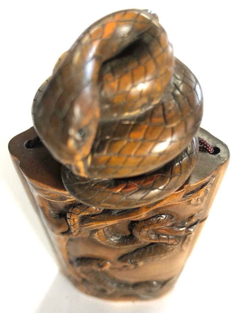 印籠ヘビの図インロ手作りオブジェインテリアアンティーク印籠現品無料発送
