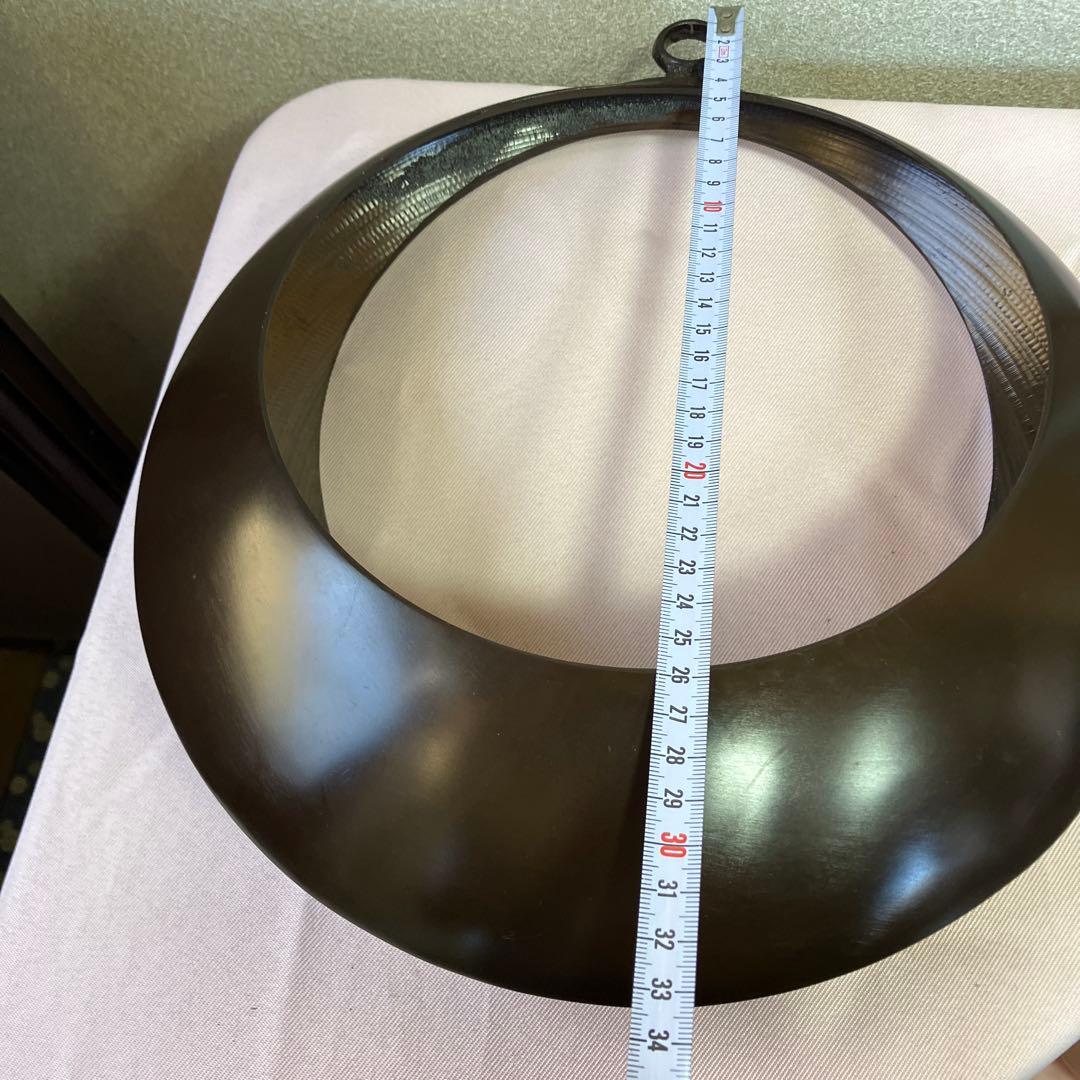 唐銅製　吊り下げ花器　満月尺0万月　池坊　美品　チェーン付き