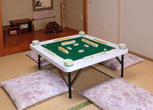 リビングアウト 高さ2段階調節できる麻雀テーブル ホワイト つ348