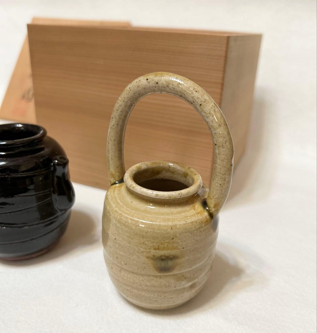 不老園 四滴茶入 唐津 織部 楽焼 黄瀬戸 茶道具 共箱 ミニチュア 茶入セット