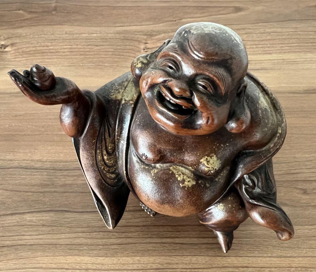 伊部焼 布袋香炉 梅景作 縁起物 七福神 箱付き アンティーク