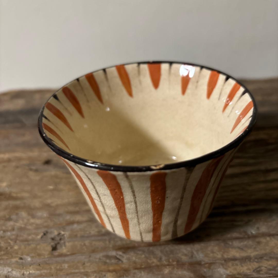 アンティーク　小ぶり麦藁手蓋付き向付　美濃　絵瀬戸　古美術　茶道具　懐石検:李朝