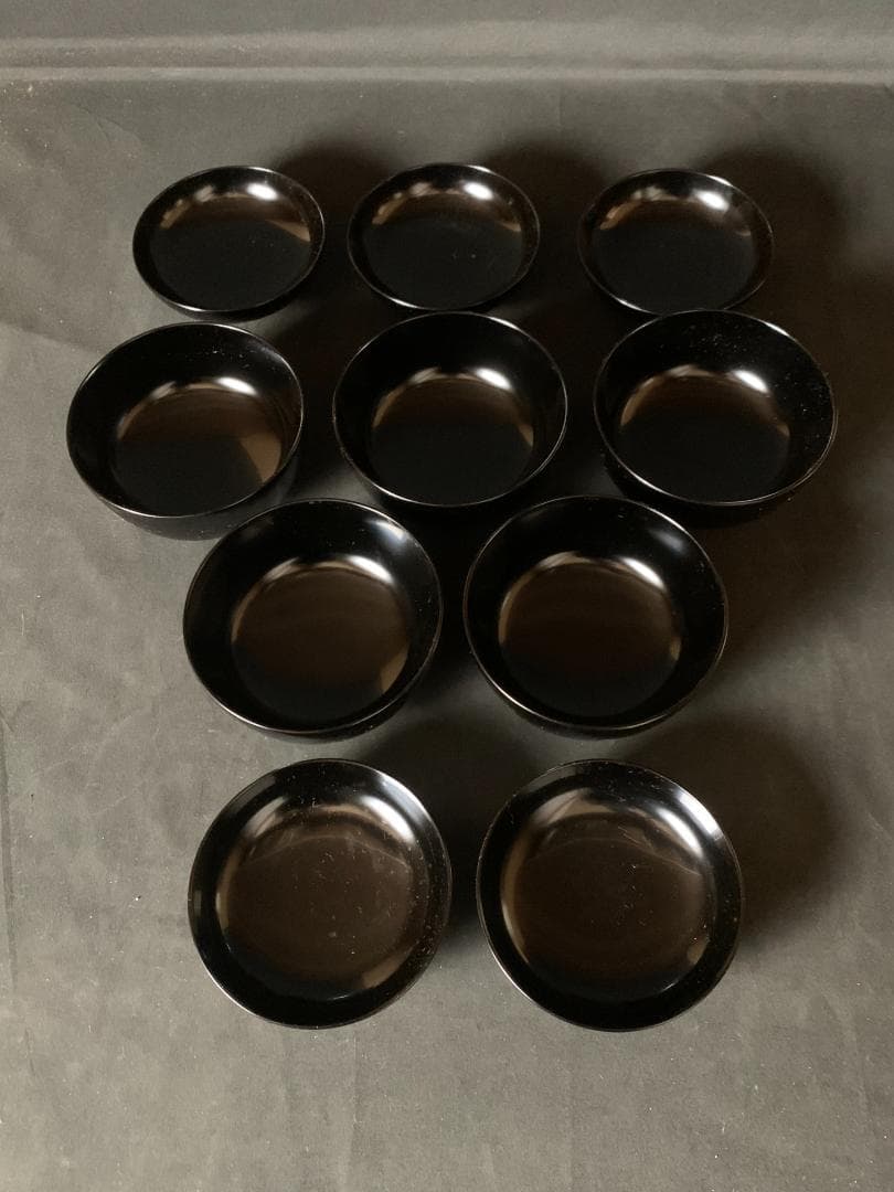 輪島塗 塩安製 黒真塗 飯椀 10客 共箱 茶懐石道具茶道具 903